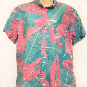 Retro, neon pink & blue Hawaiian shirt!